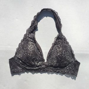 free press large gray silver bralette NWOT